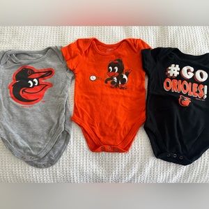 12m Baltimore Orioles onesies- 3 pack